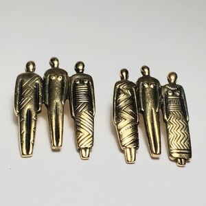 Vintage Laurel Burch Tribal Collection gold tone Earrings